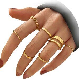 Gold Knuckle Rings Set for Women Snake Chain Stacking Ring Vintage BOHO Midi Rin